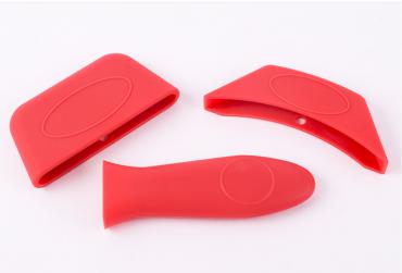 Silicone pot handle  cover  silicone heat insulation anti-scalding pot handle three-piece anti-scalding non-slip pot handle set