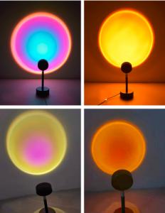 USB Rainbow Sunset Red Projector Led Night Light Sun Projection Desk Lamp for Bedroom Bar Coffee Store Wall Decoration Lighting